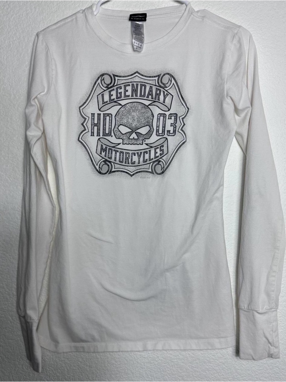 Harley Davidson White Long-Sleeve Graphic Tee